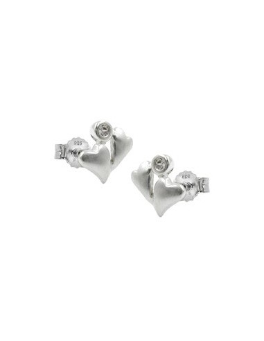 Earstuds 2 Hearts Cz Silver 925