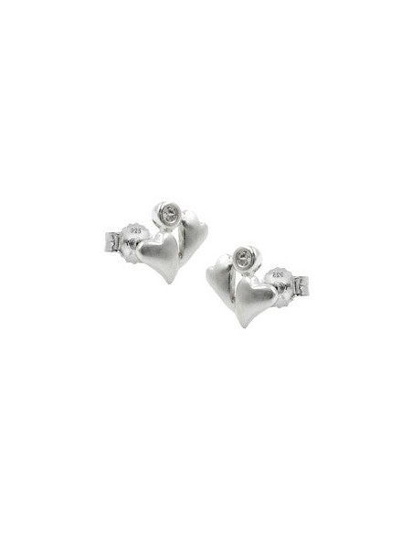Earstuds 2 Hearts Cz Silver 925