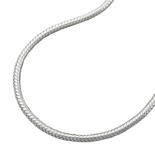 Halsband 1,3mm Round Snake Kedja Silver 925 38cm