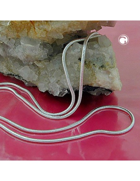 Halsband 1,3mm Round Snake Kedja Silver 925 38cm