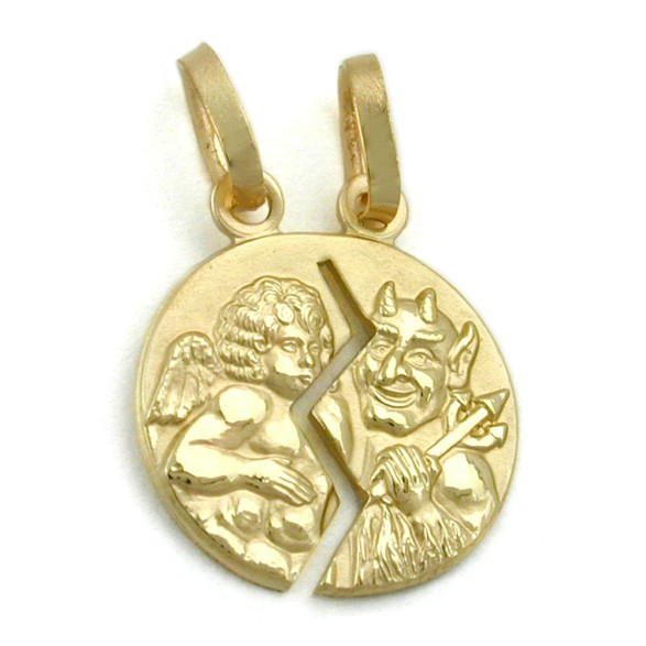 friendship pendant angel & devil 9k gold