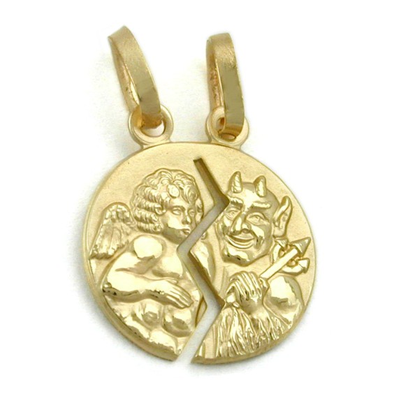 friendship pendant angel & devil 9k gold