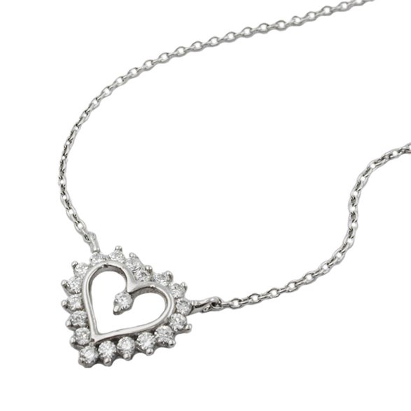 Halsband 1.1mm Heart With Zirconias Silver 925 43cm