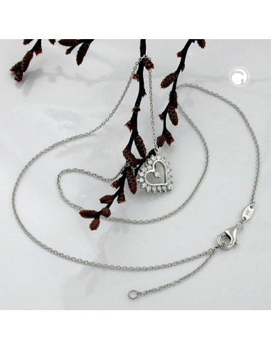 Halsband 1.1mm Heart With Zirconias Silver 925 43cm