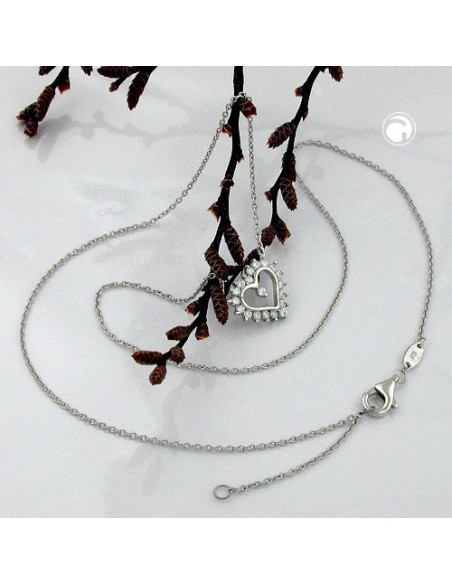 Halsband 1.1mm Heart With Zirconias Silver 925 43cm