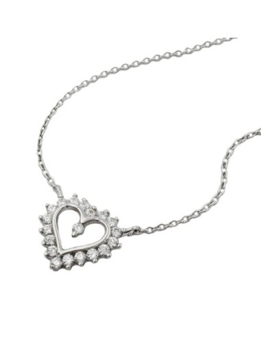 Halsband 1.1mm Heart With Zirconias Silver 925 43cm