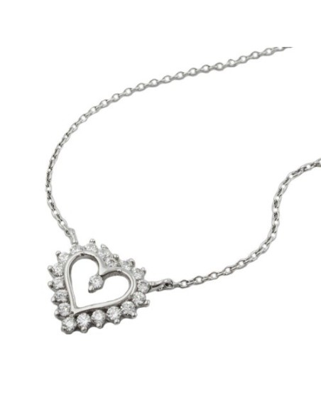 Halsband 1.1mm Heart With Zirconias Silver 925 43cm