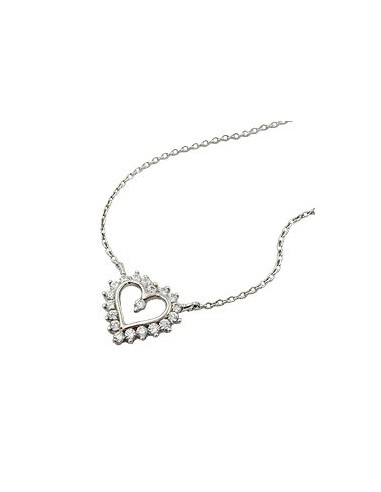 Halsband 1.1mm Heart With Zirconias Silver 925 43cm
