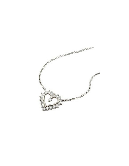 Halsband 1.1mm Heart With Zirconias Silver 925 43cm