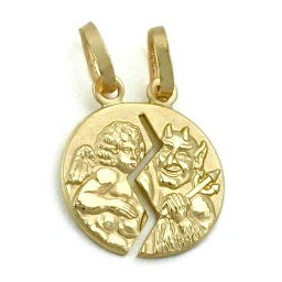 friendship pendant angel & devil 9k gold