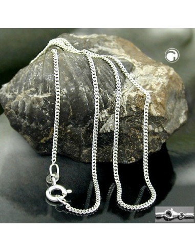 Halsband 1.4mm Flat Curb Kedja 2x Diamond Cut Silver 925 36cm