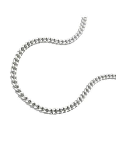 Halsband 1.4mm Flat Curb Kedja 2x Diamond Cut Silver 925 40cm