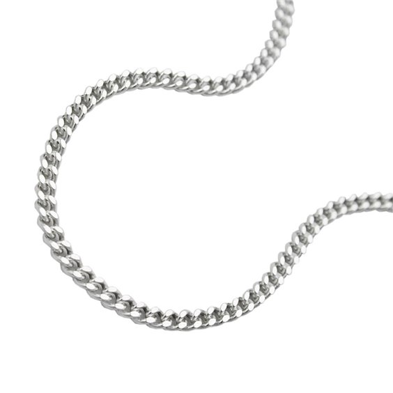 Halsband 1.4mm Flat Curb Kedja 2x Diamond Cut Silver 925 42cm