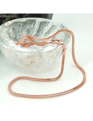 Halsband 1.5mm Foxtail Kedja Square Rose Guldpläterad 10 Milliem Guldpläterad Silver 925 42cm