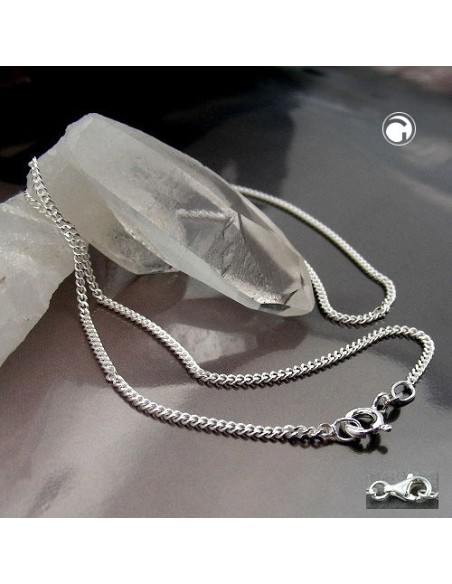 Halsband 1.7mm Flat Curb Kedja 2x Diamond Cut Silver 925 45cm