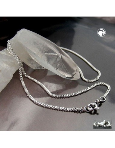 Halsband 1.7mm Flat Curb Kedja 2x Diamond Cut Silver 925 60cm