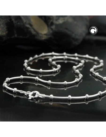 Halsband 1mm Round Snake Kedja With Balls Symmetrical Silver 925 38cm