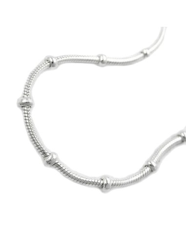 Halsband 1mm Round Snake Kedja With Balls Symmetrical Silver 925 38cm