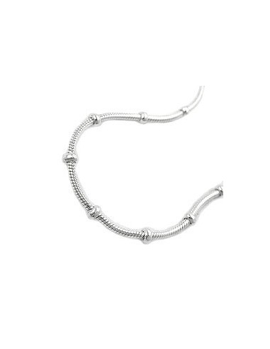 Halsband 1mm Round Snake Kedja With Balls Symmetrical Silver 925 38cm