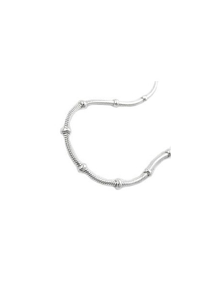 Halsband 1mm Round Snake Kedja With Balls Symmetrical Silver 925 38cm