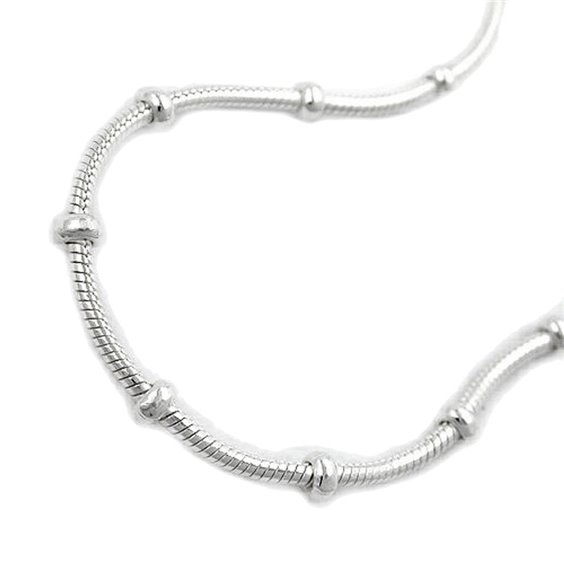 Halsband 1mm Round Snake Kedja With Balls Symmetrical Silver 925 42cm