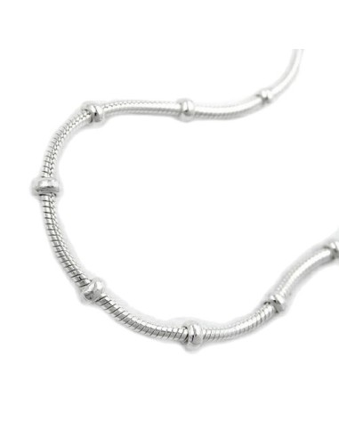 Halsband 1mm Round Snake Kedja With Balls Symmetrical Silver 925 42cm