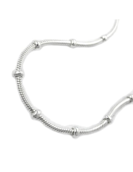 Halsband 1mm Round Snake Kedja With Balls Symmetrical Silver 925 42cm