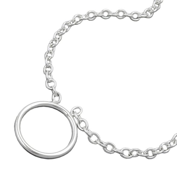 Halsband 2.2mm Anchor Kedja With Ring For Berlock Hängsmycke Silver 925 38cm
