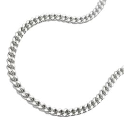 Halsband 2mm Flat Curb Kedja 2x Diamond Cut Silver 925 50cm