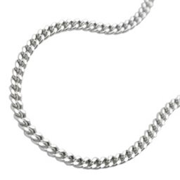 Halsband 2mm Flat Curb Kedja 2x Diamond Cut Silver 925 50cm