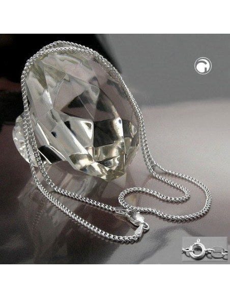 Halsband 2mm Flat Curb Kedja 2x Diamond Cut Silver 925 60cm