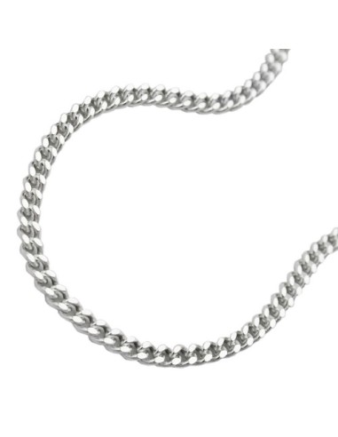Halsband 2mm Flat Curb Kedja 2x Diamond Cut Silver 925 60cm