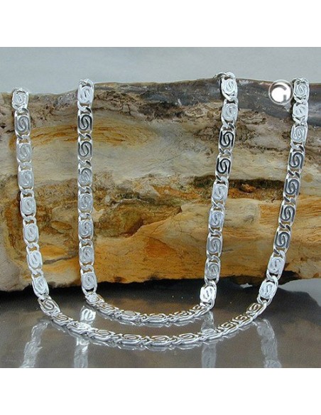 Halsband 3.2mm Flat Scroll Kedja Diamond Cut Silver 925 50cm