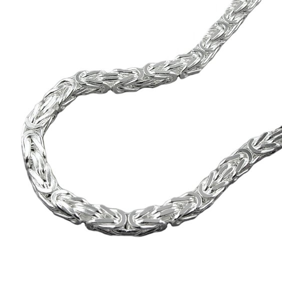 Halsband 3mm Square Byzantine Kedja Shiny Silver 925 45cm