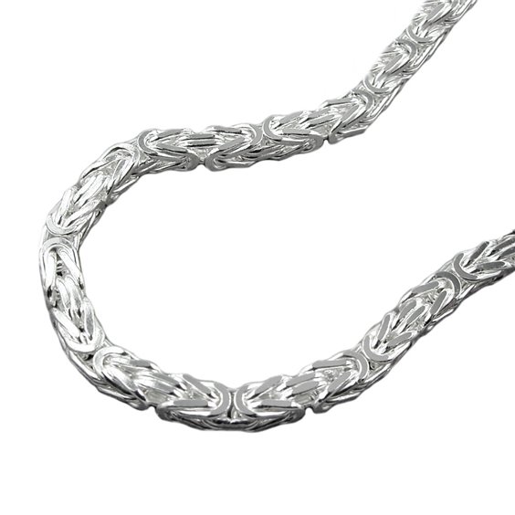 Halsband 3mm Square Byzantine Kedja Shiny Silver 925 60cm