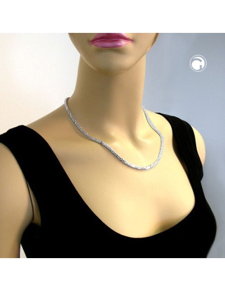 Halsband 3mm Square Byzantine Kedja Shiny Silver 925 60cm