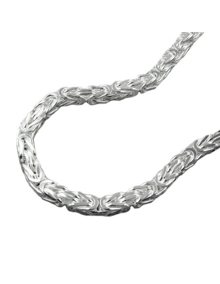 Halsband 3mm Square Byzantine Kedja Shiny Silver 925 60cm
