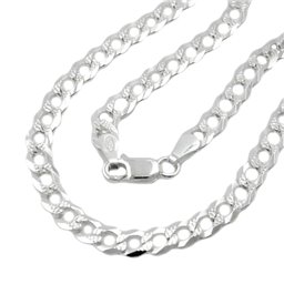 Halsband 4,6mm Flat Curb Kedja With Pattern Silver 925 50cm