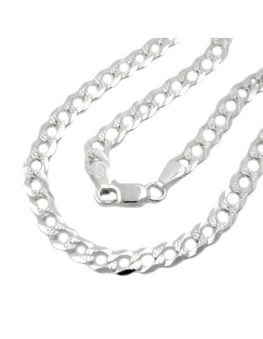 Halsband 4,6mm Flat Curb Kedja With Pattern Silver 925 50cm