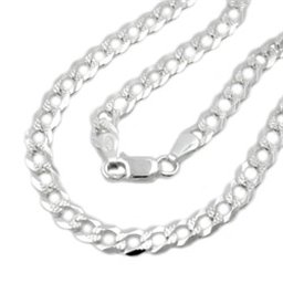 Halsband 4,6mm Flat Curb Kedja With Pattern Silver 925 50cm