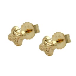stud earrings 4mm star with pattern 9k gold