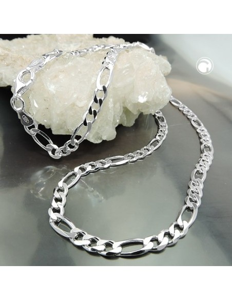 Halsband 4.8mm Flat Figaro Kedja Silver 925 50cm