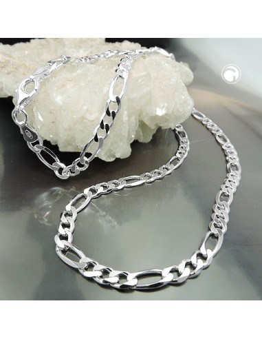 Halsband 4.8mm Flat Figaro Kedja Silver 925 55cm