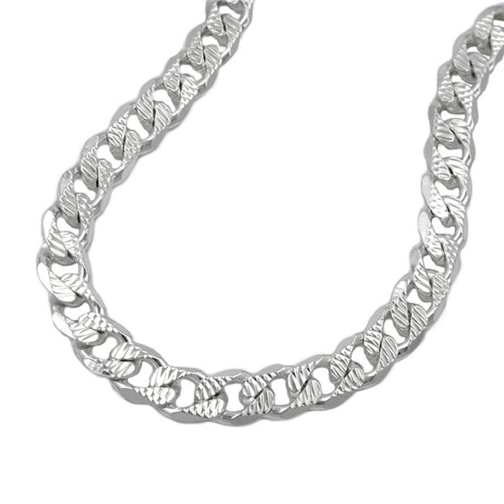 Halsband 5,6mm Flat Curb Kedja With Pattern Silver 925 50cm