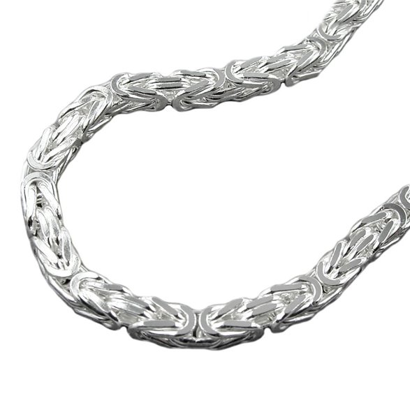 Halsband 5mm Square Byzantine Kedja Shiny Silver 925 60cm