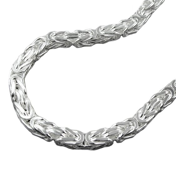 Halsband 5mm Square Byzantine Kedja Shiny Silver 925 60cm