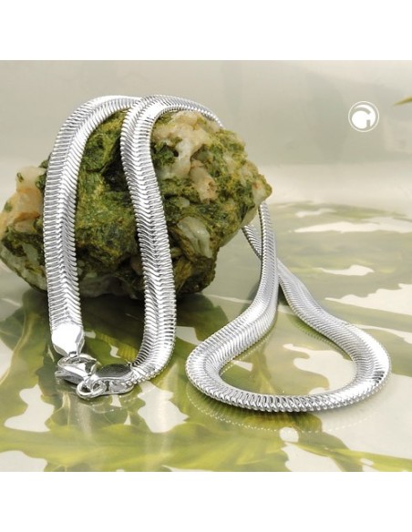 Halsband 6x2mm Flat Snake Kedja Shiny Silver 925 50cm