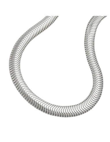 Halsband 6x2mm Flat Snake Kedja Shiny Silver 925 50cm
