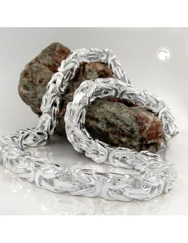 Halsband 8x8mm Square Byzantine Kedja Shiny Silver 925 80cm