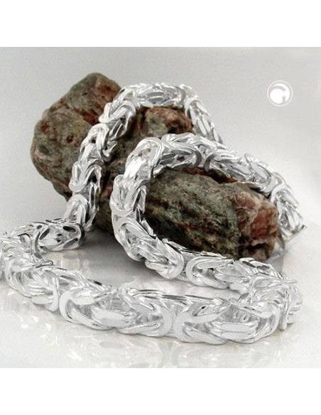 Halsband 8x8mm Square Byzantine Kedja Shiny Silver 925 80cm